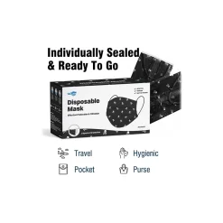WeCare 3-ply Disposable Face Mask, Individually Wrapped, Adult, Black Skull Bones, 50/Box (WMN100096)