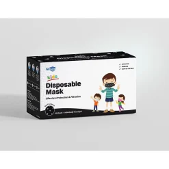 WeCare 3-ply Disposable Face Mask, Individually Wrapped, Kids, Black Skull Bones, 50/Box (WMN100097)