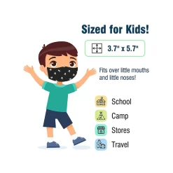 WeCare 3-ply Disposable Face Mask, Individually Wrapped, Kids, Black Skull Bones, 50/Box (WMN100097)