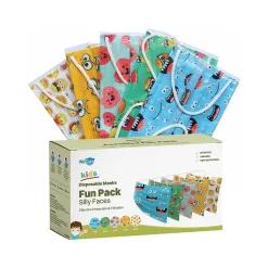 WeCare 3-ply Disposable Face Masks, Kids, Assorted Silly Face Designs, 50/Box (WMN100098)