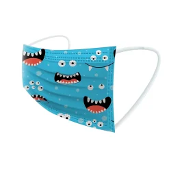 WeCare 3-ply Disposable Face Masks, Kids, Assorted Silly Face Designs, 50/Box (WMN100098)