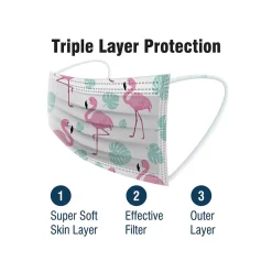 WeCare 3-ply Disposable Face Masks, Kids, Assorted Party Collection Designs, 50/Box (WMN100089)