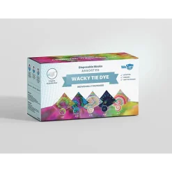 WeCare 3-ply Disposable Face Mask, Adult, Assorted Wacky Tie-Die Designs, 50/Box (WMN100092)