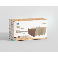 WeCare 3-ply Disposable Face Masks, Kids, Assorted Earth Tones, 50/Box (WMN100094)