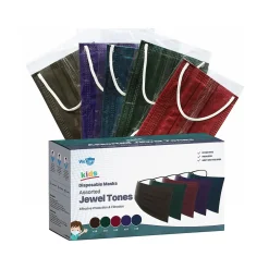 WeCare 3-ply Disposable Face Mask, Kids, Assorted Jewel Tones, 50/Box (WMN100095)