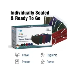 WeCare 3-ply Disposable Face Mask, Kids, Assorted Jewel Tones, 50/Box (WMN100095)