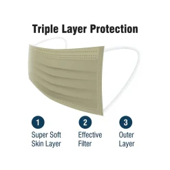 WeCare 3-ply Disposable Face Masks, Adult, Assorted Earth Tones, 50/Box (WMN100090)