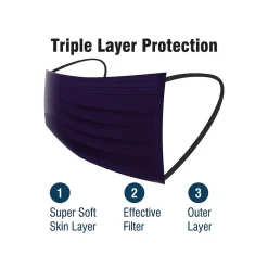 WeCare 3-ply Disposable Face Mask ,Adult, Assorted Jewel Tones, 50/Box (WMN100091)