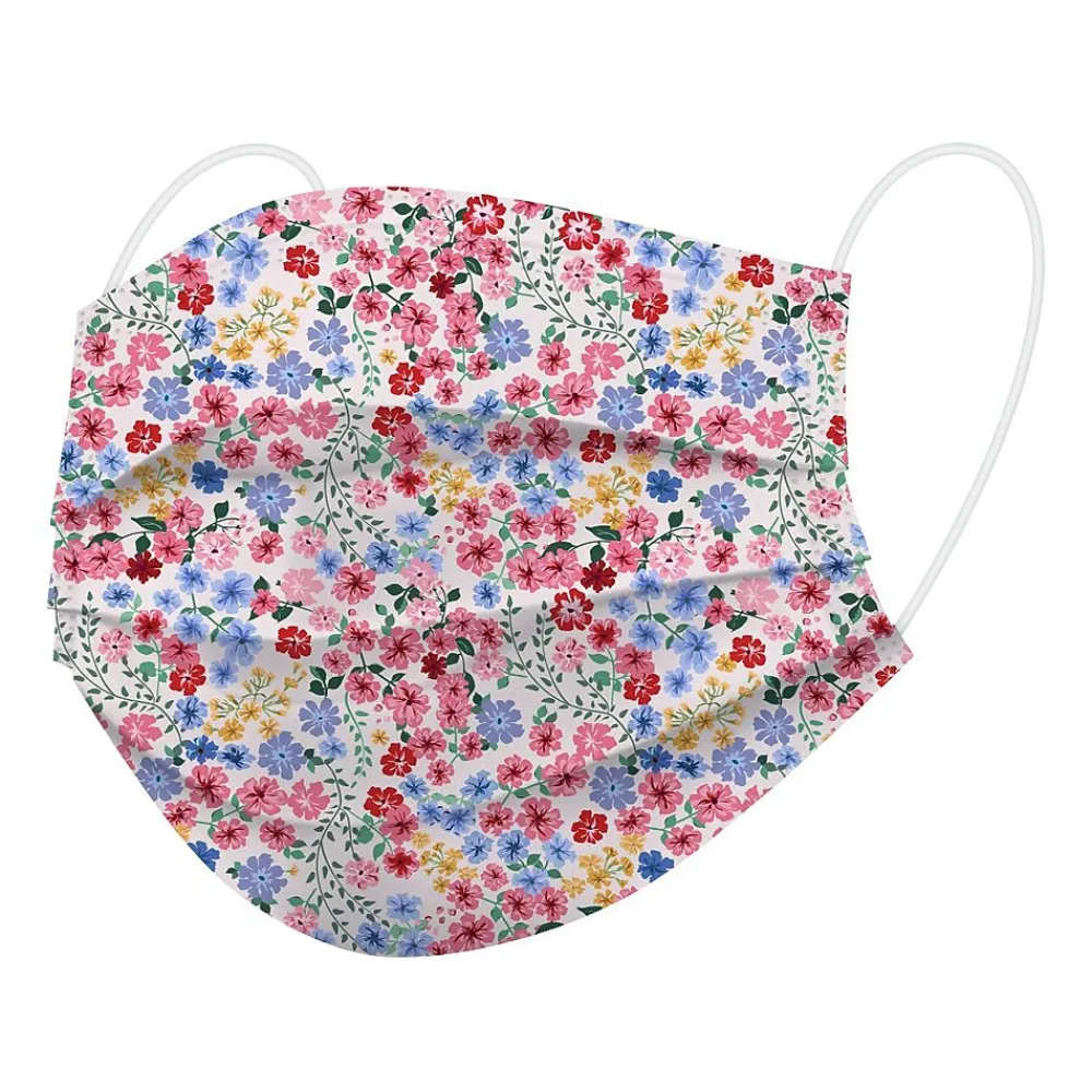 WeCare 3-ply Disposable Face Mask, Adult, Flowers, 50/Pack (WMN100106)