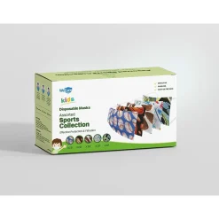 WeCare 3-ply Disposable Face Masks, Kids, Assorted Sports Designs, 50/Pack (WMN100080)