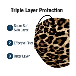 WeCare 3-ply Disposable Face Mask, Adult, Leopard, 50/Pack (WMN100072)