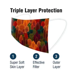 WeCare 3-ply Disposable Face Masks, Adult, Assorted Fall Designs, 50/Box (WMN100114)