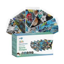 WeCare 3-ply Disposable Face Masks, Kids, Assorted Sports Deisgns, 50/Box (WMN100118)