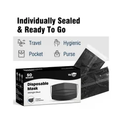 WeCare 3-ply Disposable Face Mask, Adult, Midnight Black, 50/Box (WMN100119)