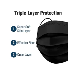 WeCare 3-ply Disposable Face Mask, Adult, Midnight Black, 50/Box (WMN100119)