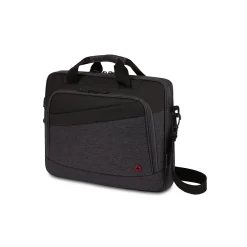 State Laptop Slim Briefcase, Black/Gray Heather Polyester (WG3860204581)<Wenger Outlet