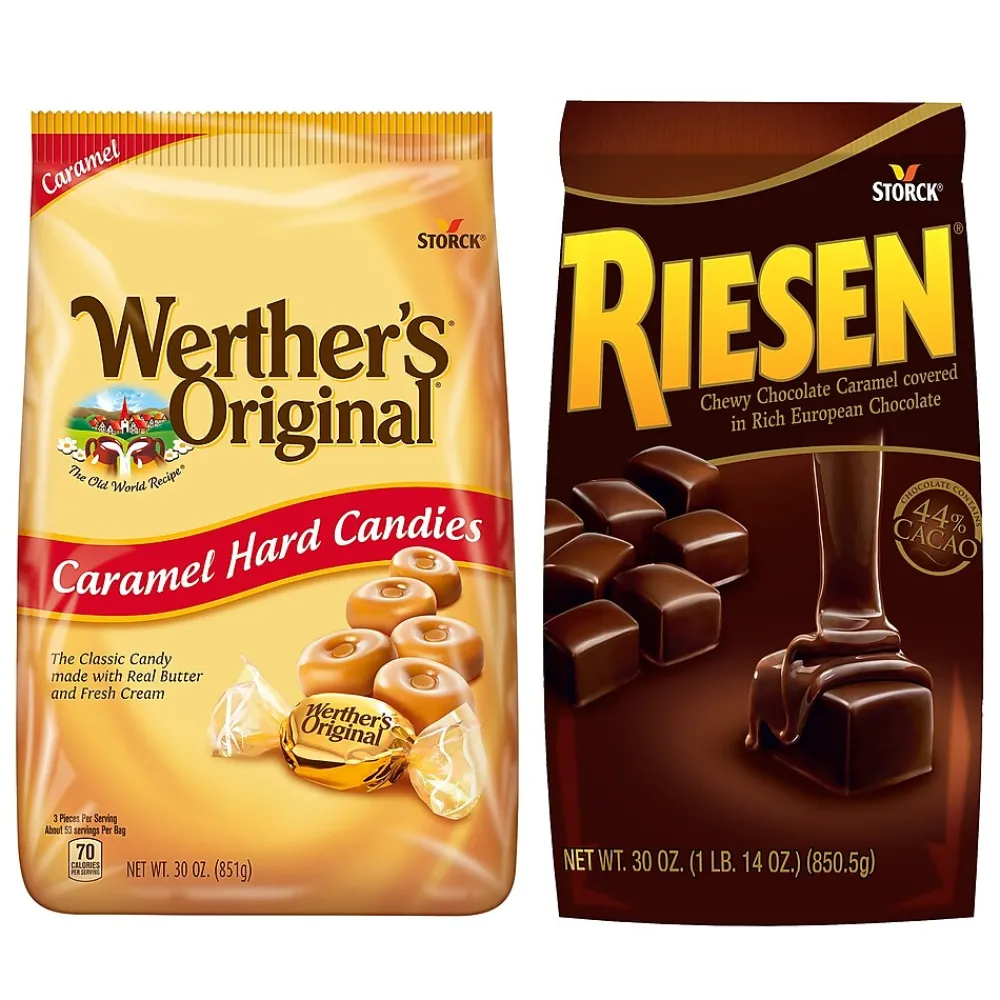 Riesen Werther's Original Carmel Hard Candies and Carmel Chocolates, 30 oz (600-00285)