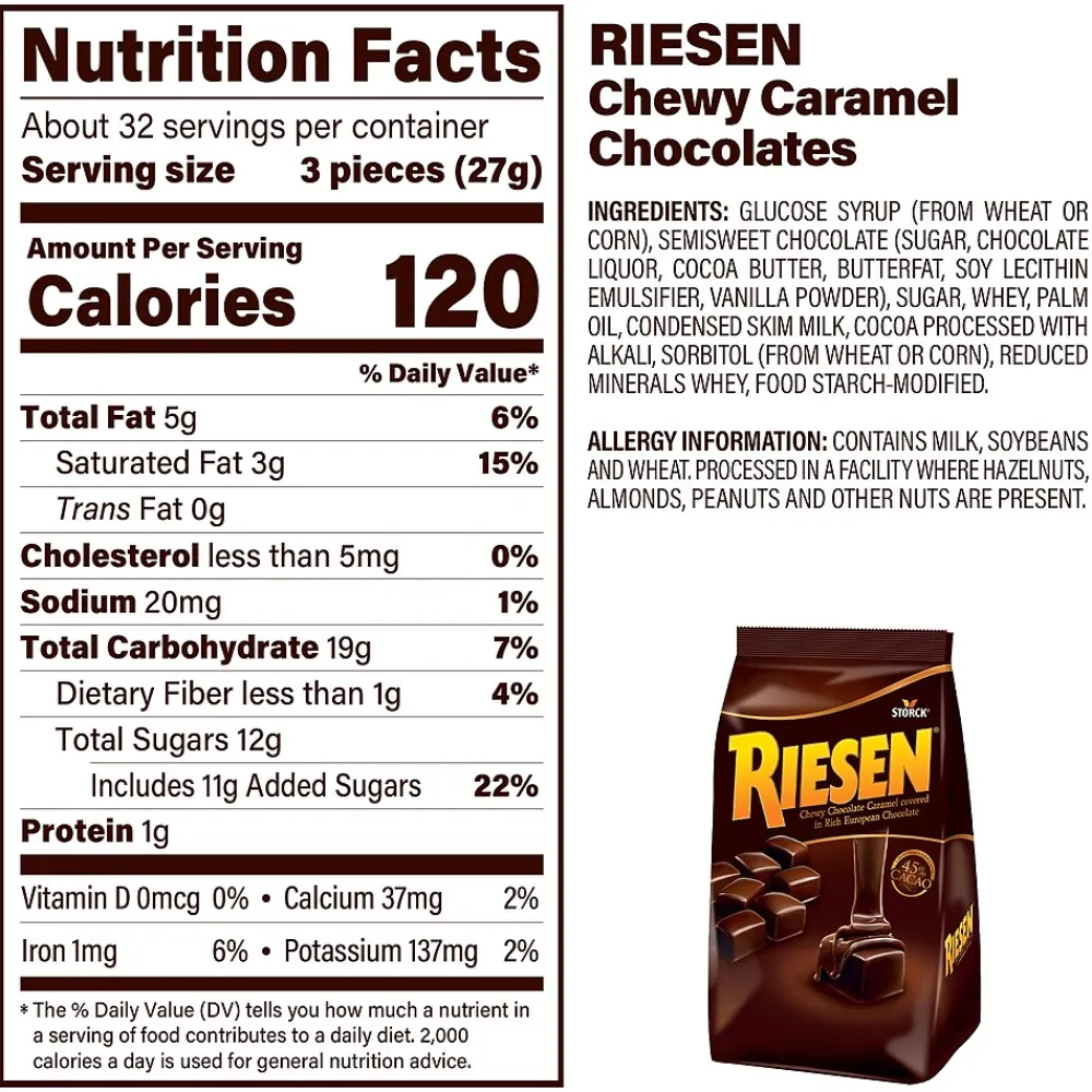 Riesen Werther's Original Carmel Hard Candies and Carmel Chocolates, 30 oz (600-00285)