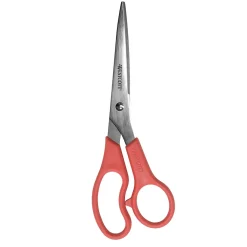 Scissors|Westcott All Purpose Value 8" Stainless Steel Standard Scissors, Pointed Tip, Red (40618)