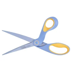 Scissors|Westcott ExtremEdge 9" Titanium Multi-Purpose Heavy Duty Scissors, Pointed Tip, Gray/Yellow (14669)