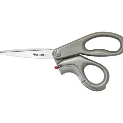 Scissors|Westcott E-Z Open 8" Stainless Steel Multi-Purpose Scissors, Pointed Tip, Gray (13227)