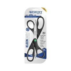 Scissors|Westcott KleenEarth 8" Stainless Steel Scissors, Pointed Tip, Black, 2/Pack (15179)