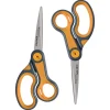 Scissors|Westcott Titanium Bonded 8" Stainless Steel Multi-Purpose/Heavy Duty Scissor, Pointed Tip, Gray/Yellow, 2/Pack (16550)