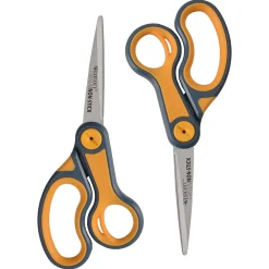 Scissors|Westcott Titanium Bonded 8" Stainless Steel Multi-Purpose/Heavy Duty Scissor, Pointed Tip, Gray/Yellow, 2/Pack (16550)