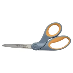 Scissors|Westcott Titanium Bonded 8" Titanium Heavy Duty General Purpose Scissor, Sharp Tip, Gray/Yellow (13731)