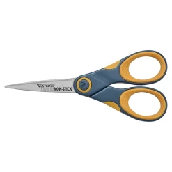 Scissors|Westcott Titanium Bonded 5" Non-Stick Titanium Multi-Purpose/Heavy Duty Scissor, Pointed Tip, Gray/Yellow (14881)