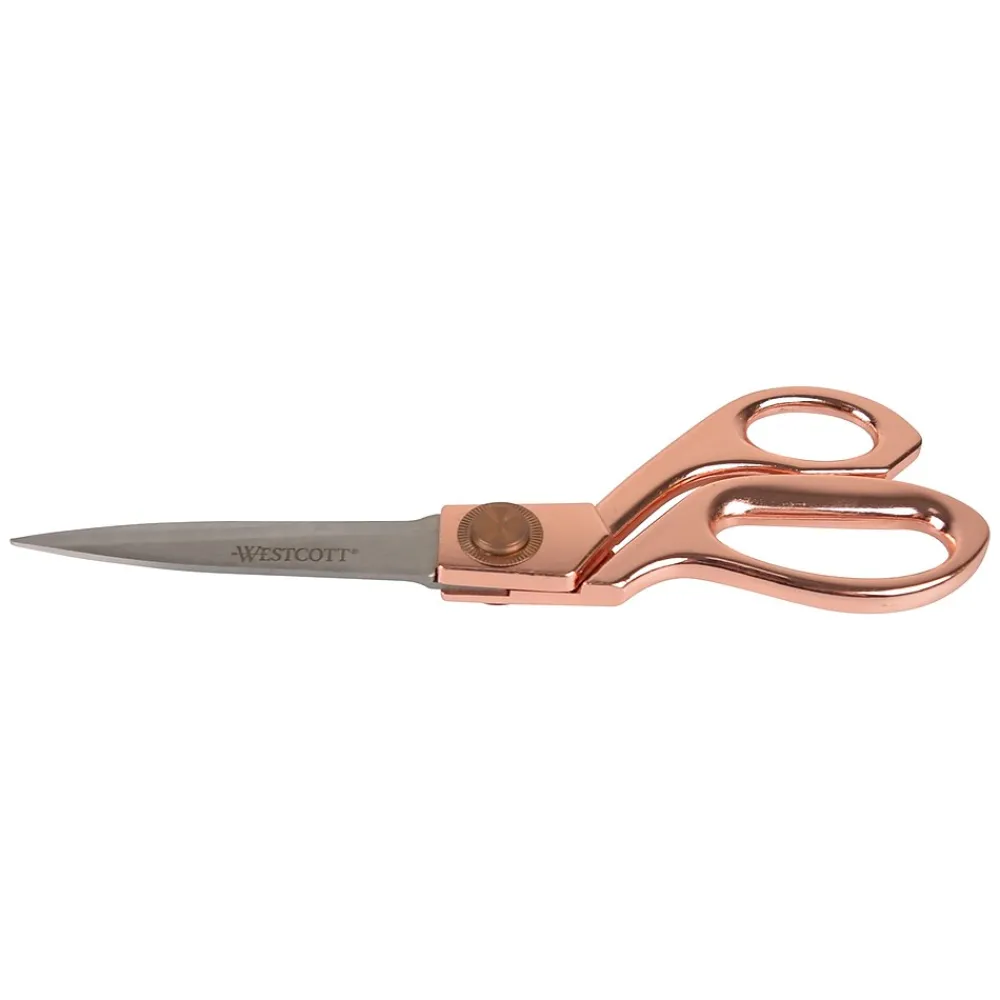Scissors|Acme United Westcott® Vintage 8" Stainless Steel Heavy Duty Scissors, Pointed Tip, Rose Gold Finish (16968)