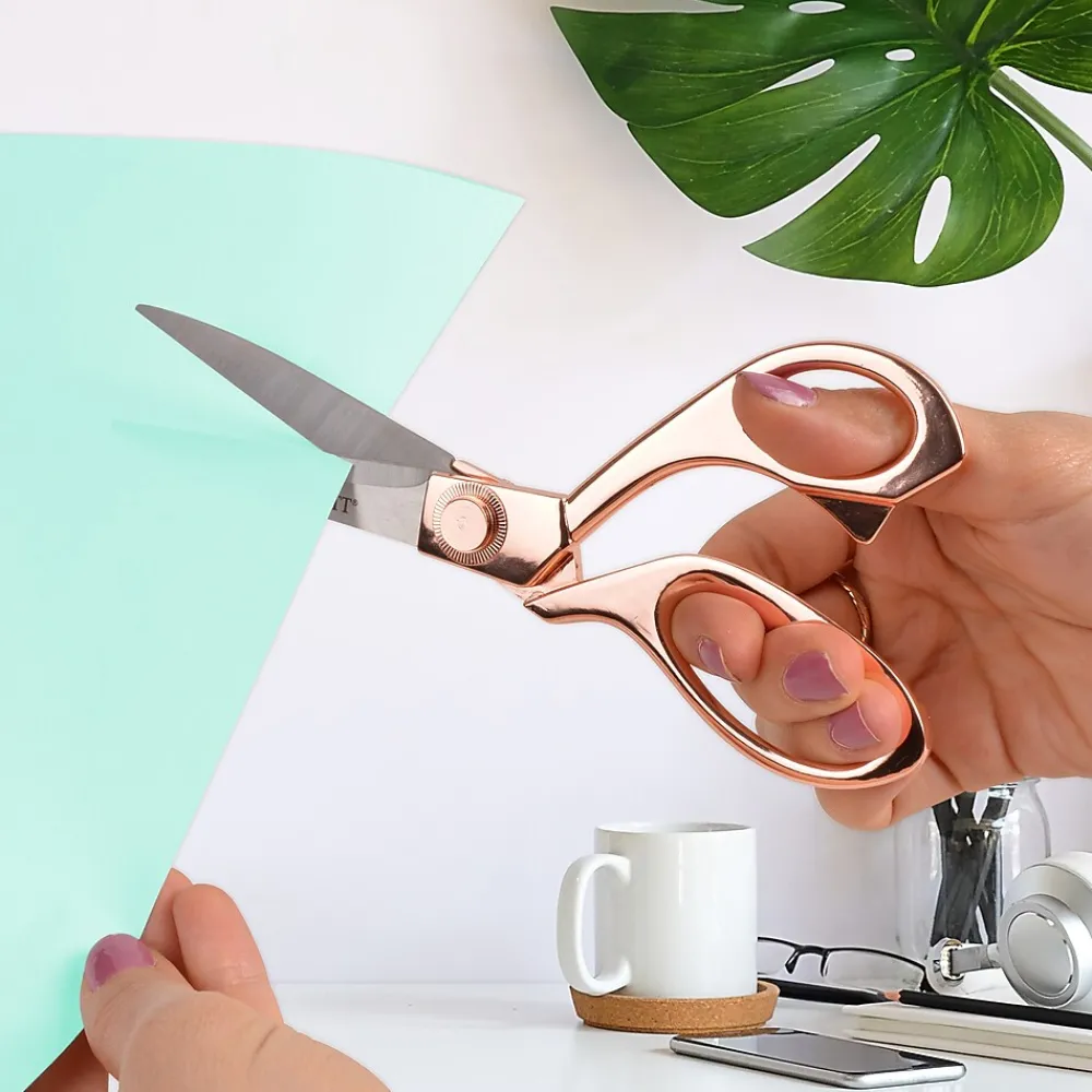 Scissors|Acme United Westcott® Vintage 8" Stainless Steel Heavy Duty Scissors, Pointed Tip, Rose Gold Finish (16968)