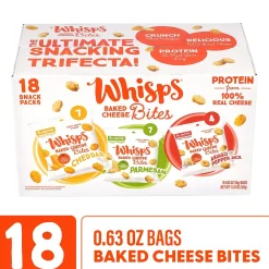 Whisps Baked Cheese Bites Variety Snack Packs, 0.63 oz, 18/Pack (220-02347)