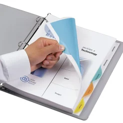 Dividers|Wilson Jones View-Tab Blank Dividers, 5-Tab, Assorted Colors, Set (W55061)