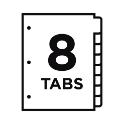 Dividers|Wilson Jones View-Tab Blank Polypropylene/PP Dividers, 8-Tab, Multicolor (W55063)
