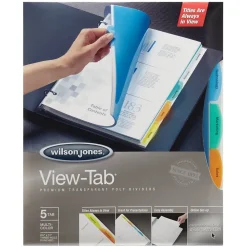 Dividers|Wilson Jones View-Tab Dividers, 5-Tabs, 8.5" x 11", Assorted Colors, Set (W55565)
