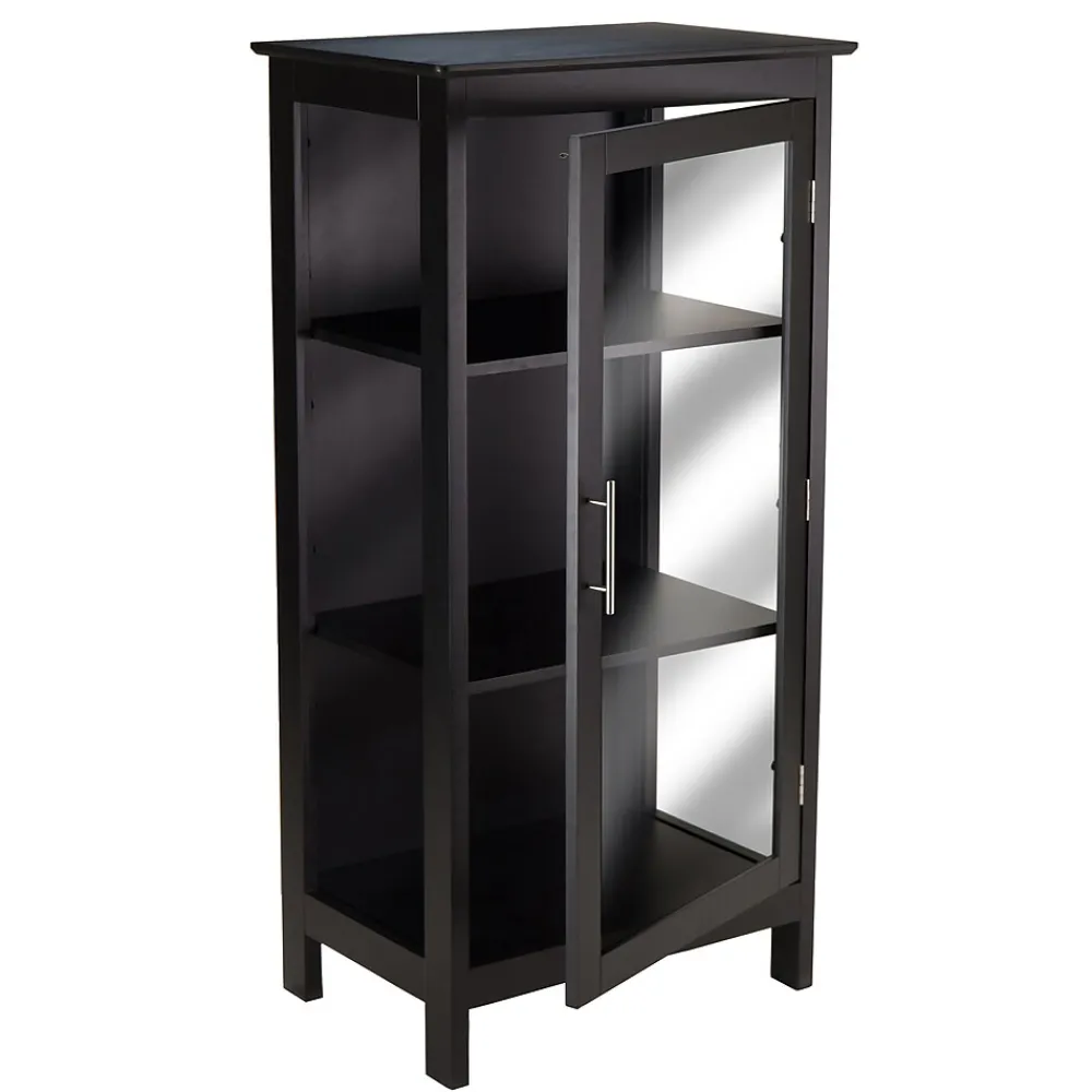 Bookcases*Winsome Poppy Display Cabinet with 3-Sided Tempered Glass, 47.2"H, Black (20523)