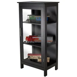 Bookcases*Winsome Poppy Display Cabinet with 3-Sided Tempered Glass, 47.2