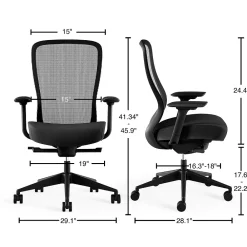Office Chairs*Workplace 2.0 Workplace2.0™ Ayalon Ergonomic Fabric Swivel Task Chair, Black (UN51505)