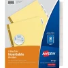 Dividers|Avery WorkSaver Insertable Tab Index Dividers, 8-Tab, 8-1/2 x 11, Clear, 24 Sets/Box