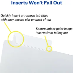 Dividers|Avery WorkSaver Insertable Tab Index Dividers, 8-Tab, 8-1/2 x 11, Clear, 24 Sets/Box