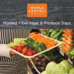 World Centric Fiber Trays, PLA Lined, PFAS Free, 8.3 x 4.9 x 0.7, Natural, 500/Carton