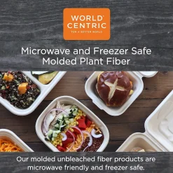 World Centric Fiber Trays, PLA Lined, PFAS Free, 9.1 x 7.1 x 0.7, Natural, 500/Carton