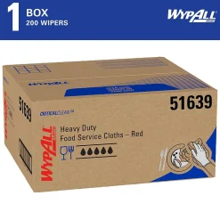 CriticalClean Fabric Food Service Cloths, 23.5" x 12.5", Red, 200 Cloths/Pack (51639)<WypAll Hot