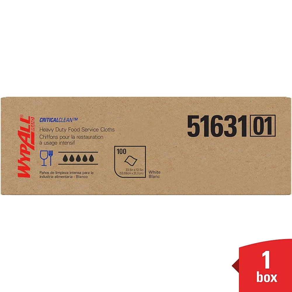 CriticalClean Foodservice Cloths, 12.5" x 23.5", White, 100 Sheets/Box (51631)<WypAll Online