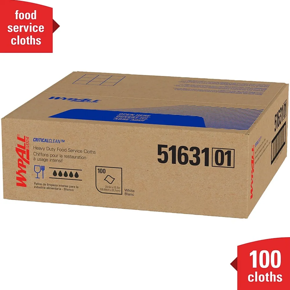 CriticalClean Foodservice Cloths, 12.5" x 23.5", White, 100 Sheets/Box (51631)<WypAll Online