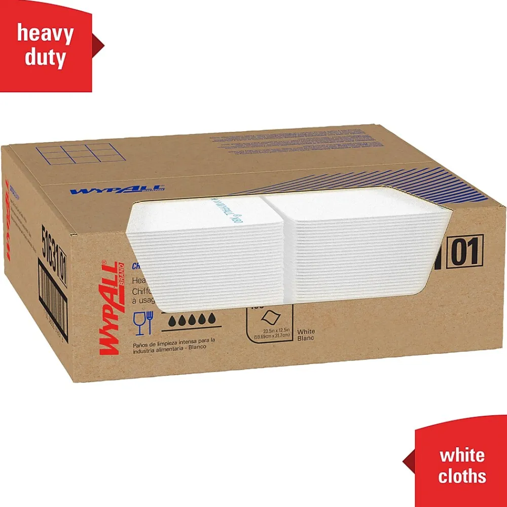 CriticalClean Foodservice Cloths, 12.5" x 23.5", White, 100 Sheets/Box (51631)<WypAll Online