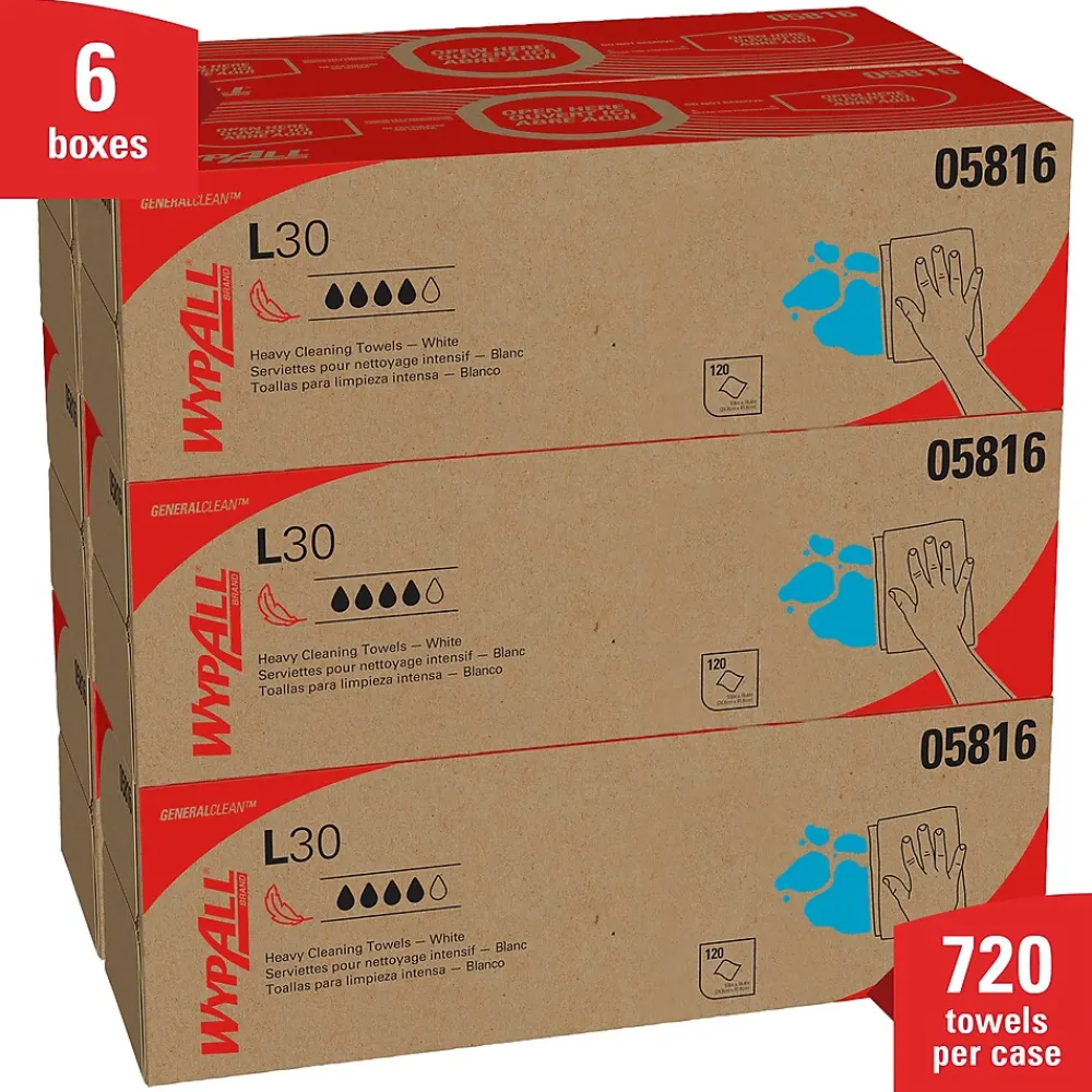 GeneralClean L30 Cellulose Cleaning Wipers, 16.4" x 9.8", White, 120 Wipers/Box, 6/Carton (05816)<WypAll Outlet