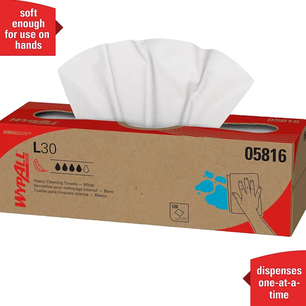 GeneralClean L30 Cellulose Cleaning Wipers, 16.4" x 9.8", White, 120 Wipers/Box, 6/Carton (05816)<WypAll Outlet