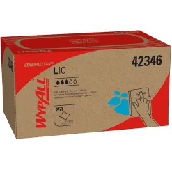 GeneralClean L10 Fabric Cleaning Wipers, 10.25" x 9", White, 250 Wipers/Box (42346)<WypAll Best